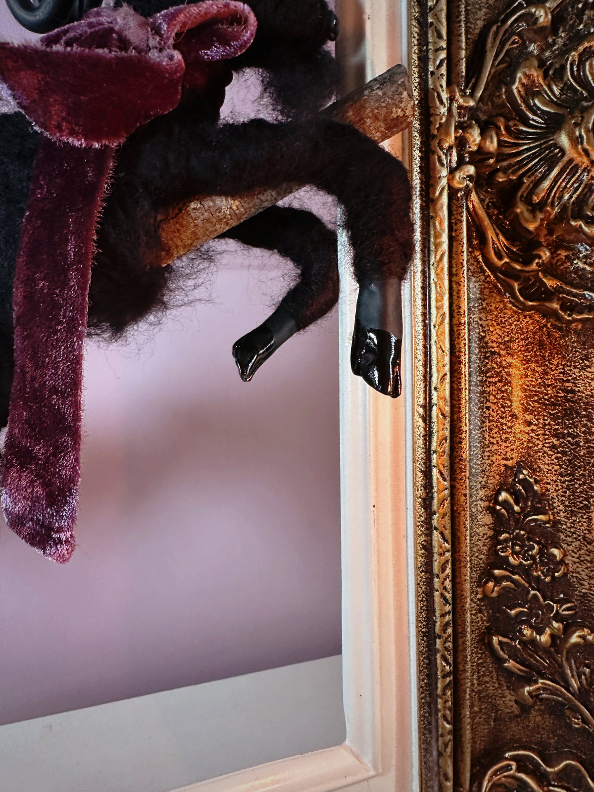 Black Phillip on a Broom ✦ in Hawthorn Velvet