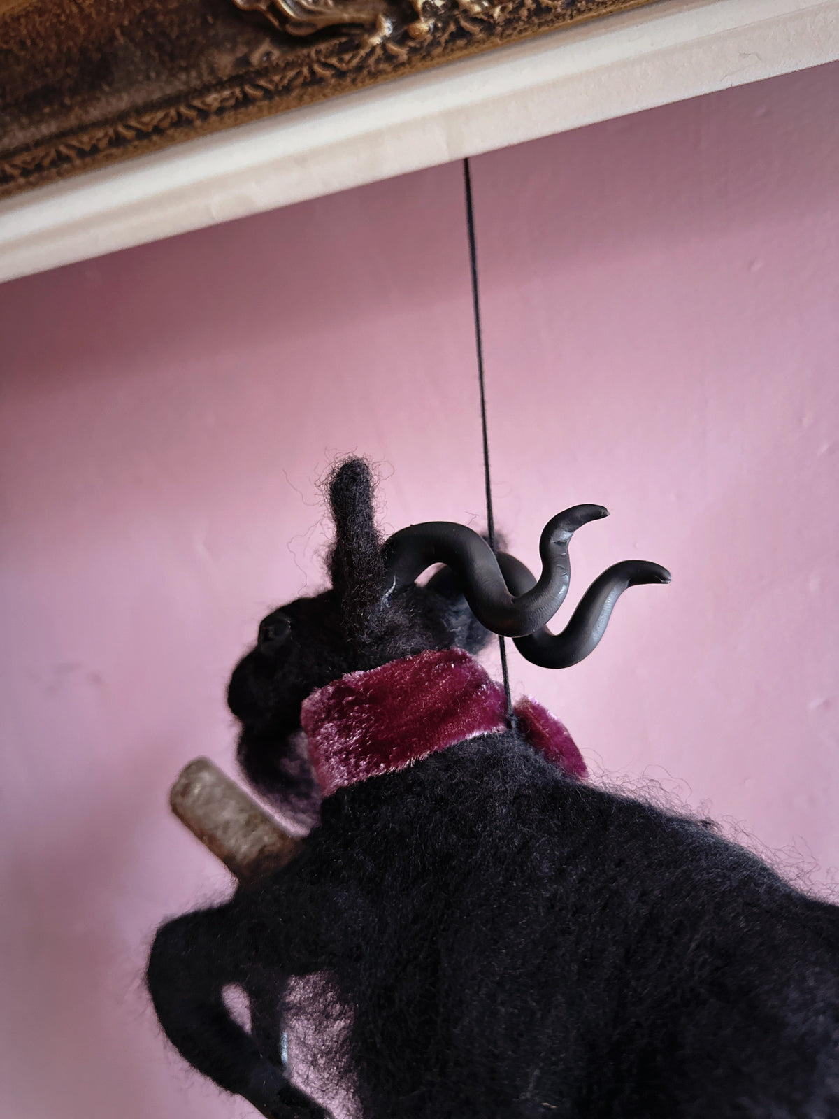 Black Phillip on a Broom ✦ in Hawthorn Velvet