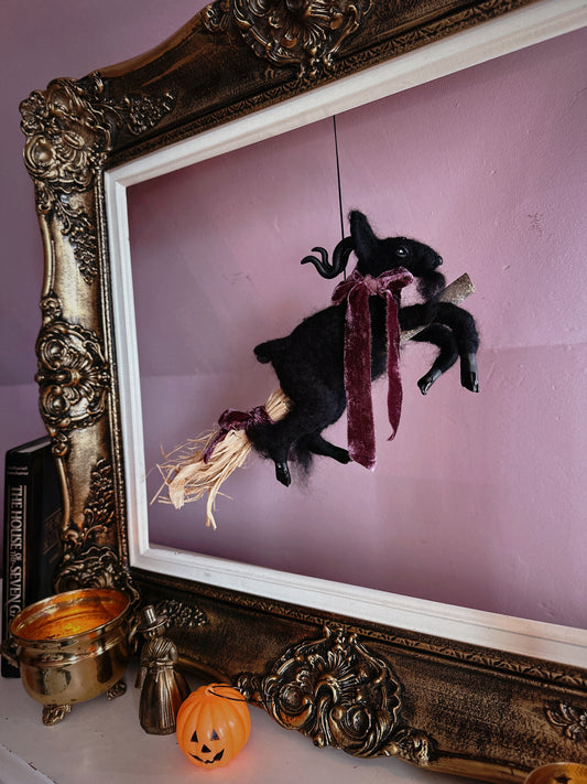 Black Phillip on a Broom ✦ in Hawthorn Velvet