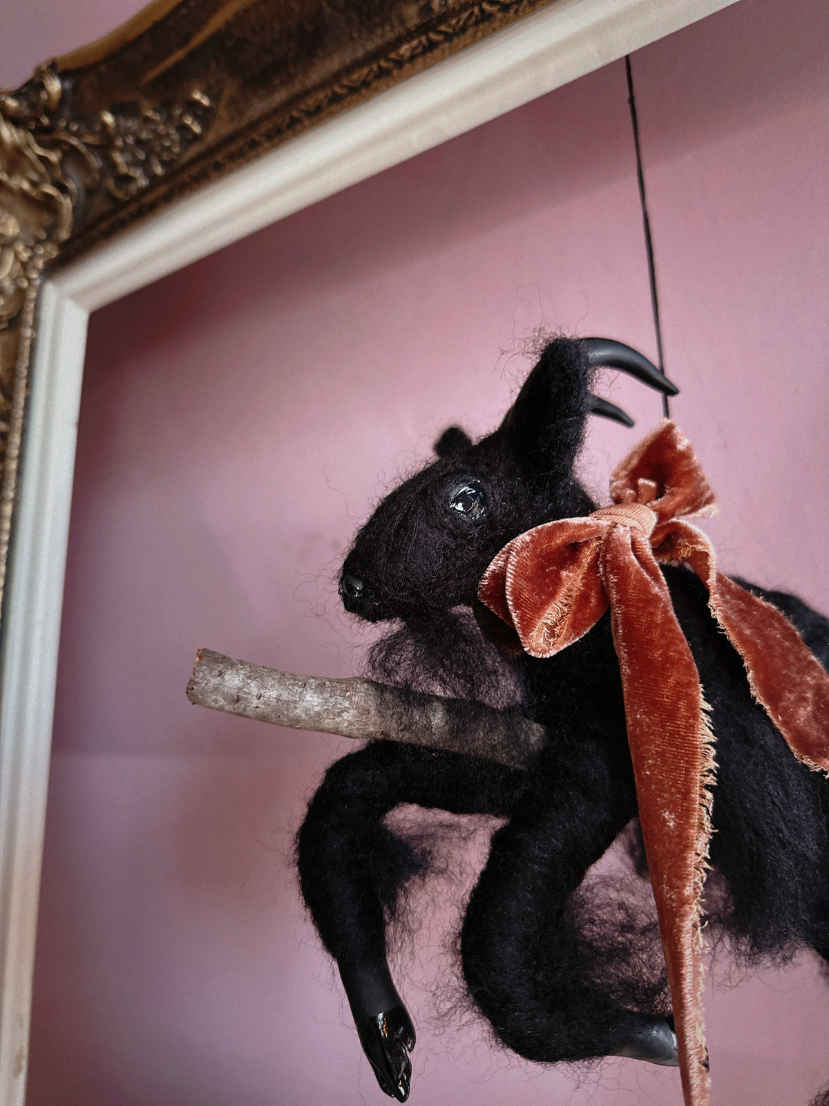 Black Phillip on a Broom ✦ in Bramble Velvet