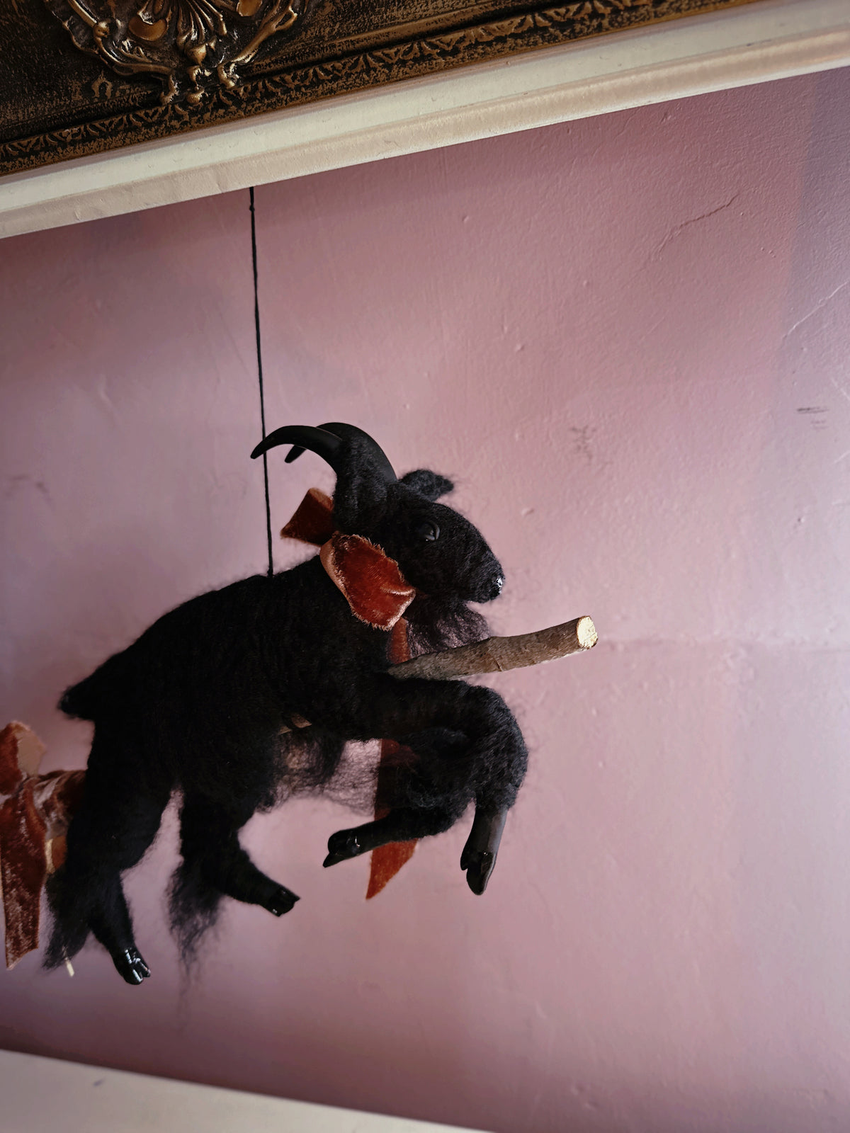 Black Phillip on a Broom ✦ in Bramble Velvet
