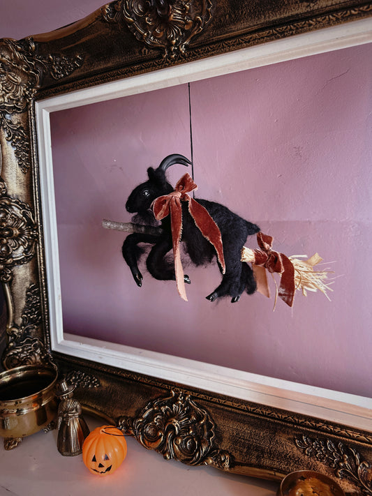 Black Phillip on a Broom ✦ in Bramble Velvet