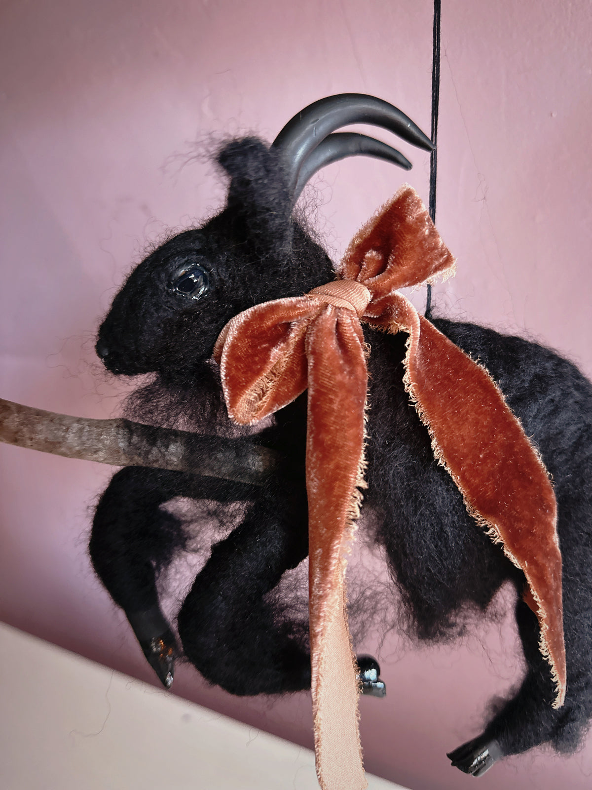 Black Phillip on a Broom ✦ in Bramble Velvet