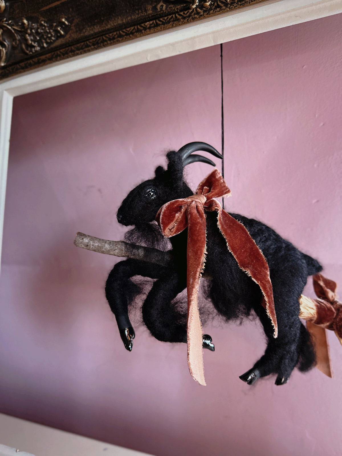 Black Phillip on a Broom ✦ in Bramble Velvet