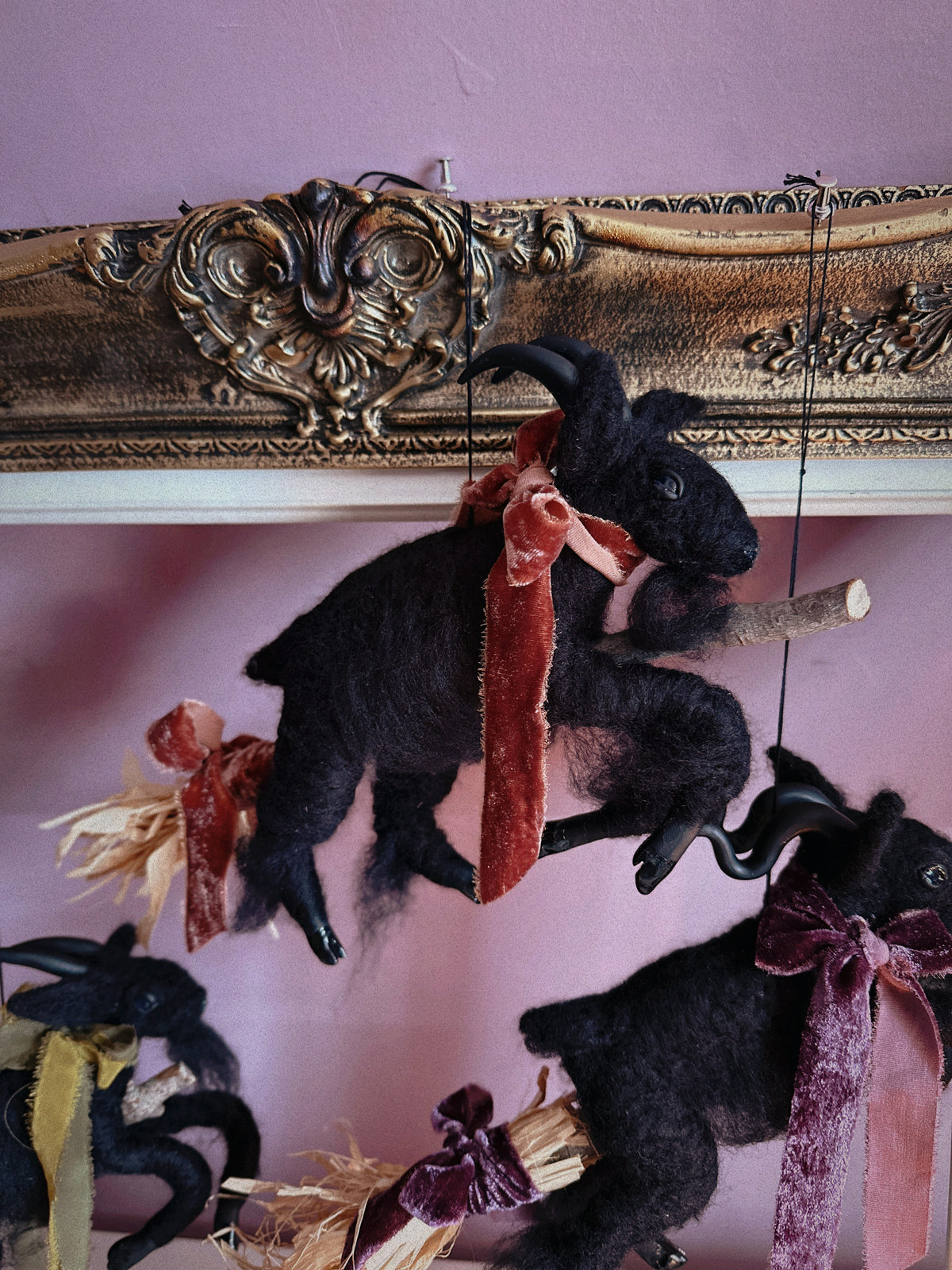 Black Phillip on a Broom ✦ in Bramble Velvet
