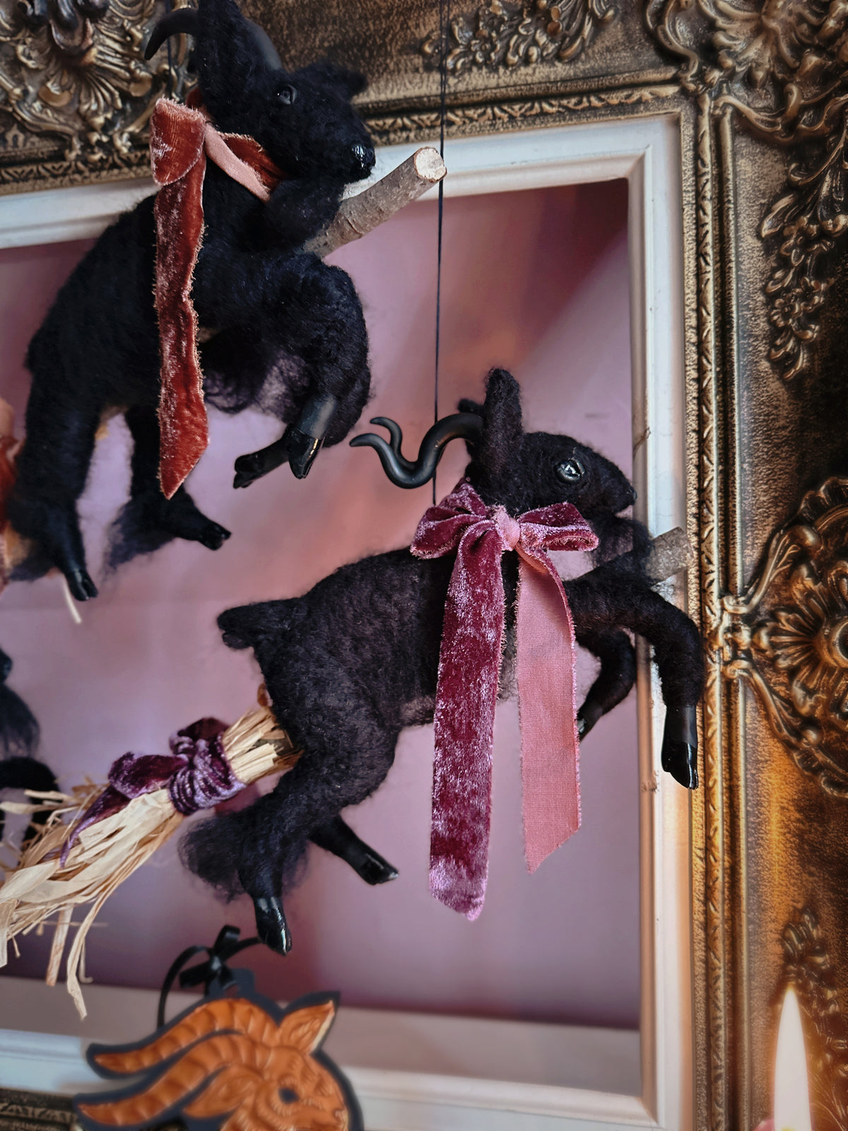 Black Phillip on a Broom ✦ in Hawthorn Velvet
