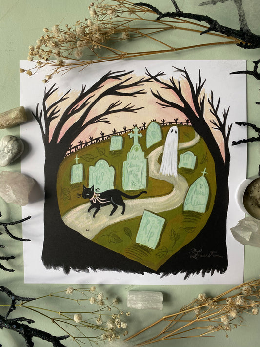Cemetery Stroll - 8x8 Art Print