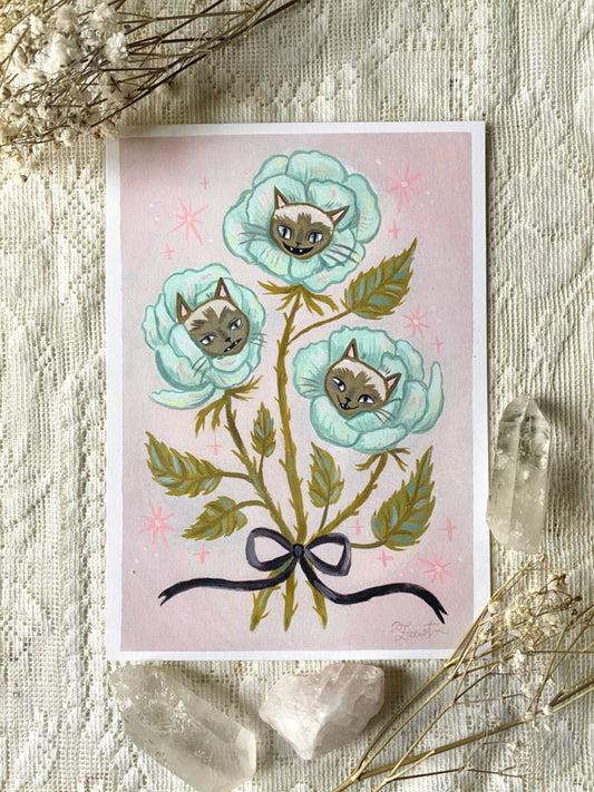 Cat Bouquet - 5x7 Art Print - Prints for a Cause
